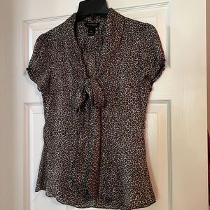 White House black market leopard print blouse size XS